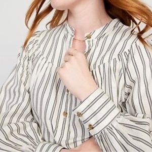 Puff-Sleeve Cotton-Poplin Henley Mini Swing Dress